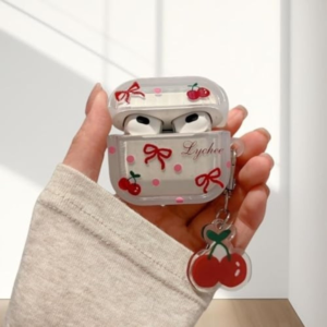 red bow airpods case – cute protective silicone cover for airpods
